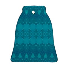 Boho Teal Pattern Ornament (bell) by SpinnyChairDesigns