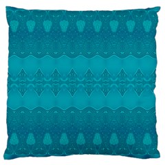 Boho Teal Pattern Large Cushion Case (one Side) by SpinnyChairDesigns