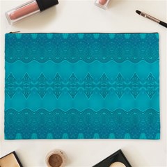 Boho Teal Pattern Cosmetic Bag (xxl) by SpinnyChairDesigns