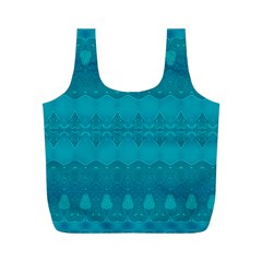 Boho Teal Pattern Full Print Recycle Bag (m) by SpinnyChairDesigns