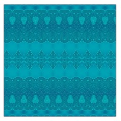 Boho Teal Pattern Large Satin Scarf (square) by SpinnyChairDesigns