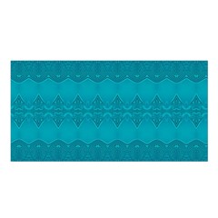 Boho Teal Pattern Satin Shawl by SpinnyChairDesigns