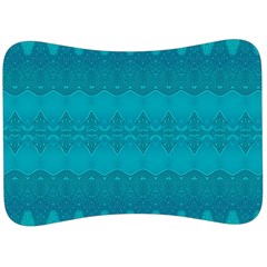 Boho Teal Pattern Velour Seat Head Rest Cushion by SpinnyChairDesigns