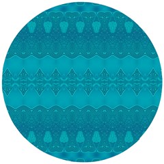 Boho Teal Pattern Wooden Puzzle Round by SpinnyChairDesigns