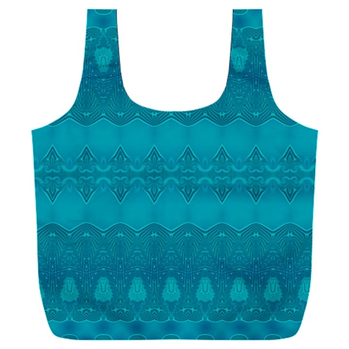 Boho Teal Pattern Full Print Recycle Bag (XXXL)