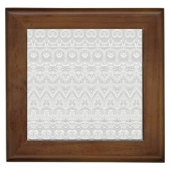 Boho White Wedding Lace Pattern Framed Tile by SpinnyChairDesigns