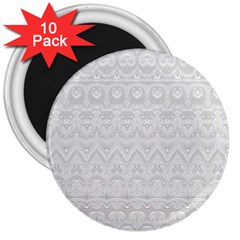 Boho White Wedding Lace Pattern 3  Magnets (10 Pack)  by SpinnyChairDesigns