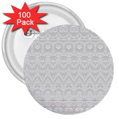 Boho White Wedding Lace Pattern 3  Buttons (100 Pack)  by SpinnyChairDesigns