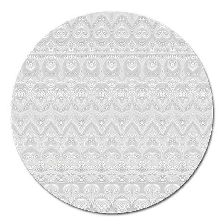 Boho White Wedding Lace Pattern Magnet 5  (Round)