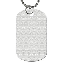 Boho White Wedding Lace Pattern Dog Tag (two Sides) by SpinnyChairDesigns