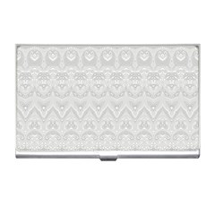 Boho White Wedding Lace Pattern Business Card Holder by SpinnyChairDesigns