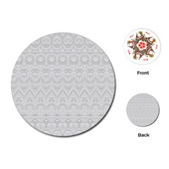 Boho White Wedding Lace Pattern Playing Cards Single Design (round) by SpinnyChairDesigns