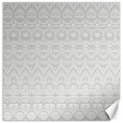 Boho White Wedding Lace Pattern Canvas 12  X 12  by SpinnyChairDesigns