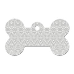 Boho White Wedding Lace Pattern Dog Tag Bone (one Side) by SpinnyChairDesigns