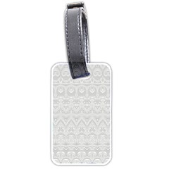 Boho White Wedding Lace Pattern Luggage Tag (two Sides) by SpinnyChairDesigns