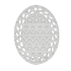 Boho White Wedding Lace Pattern Ornament (oval Filigree) by SpinnyChairDesigns