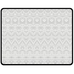 Boho White Wedding Lace Pattern Double Sided Fleece Blanket (medium)  by SpinnyChairDesigns