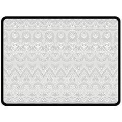 Boho White Wedding Lace Pattern Double Sided Fleece Blanket (large)  by SpinnyChairDesigns