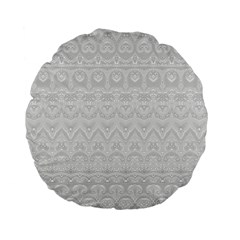 Boho White Wedding Lace Pattern Standard 15  Premium Flano Round Cushions by SpinnyChairDesigns