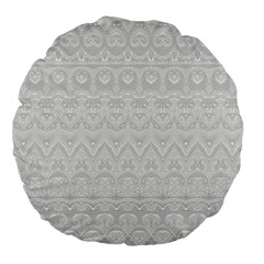 Boho White Wedding Lace Pattern Large 18  Premium Flano Round Cushions by SpinnyChairDesigns