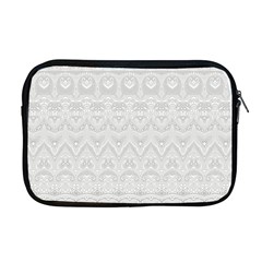 Boho White Wedding Lace Pattern Apple Macbook Pro 17  Zipper Case by SpinnyChairDesigns