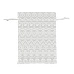 Boho White Wedding Lace Pattern Lightweight Drawstring Pouch (S) Back