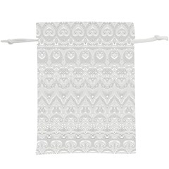 Boho White Wedding Lace Pattern  Lightweight Drawstring Pouch (xl) by SpinnyChairDesigns