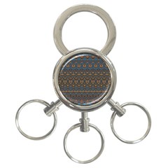 Boho Blue Gold Pattern 3-ring Key Chain by SpinnyChairDesigns