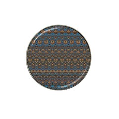 Boho Blue Gold Pattern Hat Clip Ball Marker by SpinnyChairDesigns