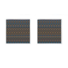 Boho Blue Gold Pattern Cufflinks (square) by SpinnyChairDesigns