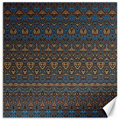 Boho Blue Gold Pattern Canvas 12  X 12  by SpinnyChairDesigns