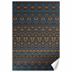 Boho Blue Gold Pattern Canvas 12  X 18  by SpinnyChairDesigns