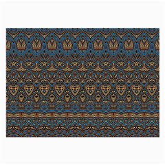 Boho Blue Gold Pattern Large Glasses Cloth (2 Sides) by SpinnyChairDesigns