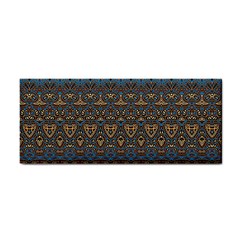 Boho Blue Gold Pattern Hand Towel by SpinnyChairDesigns