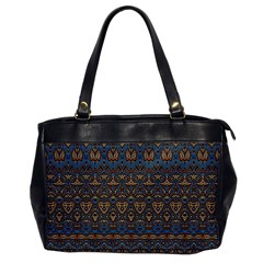 Boho Blue Gold Pattern Oversize Office Handbag by SpinnyChairDesigns