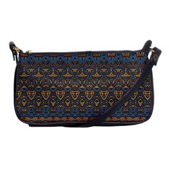 Boho Blue Gold Pattern Shoulder Clutch Bag by SpinnyChairDesigns