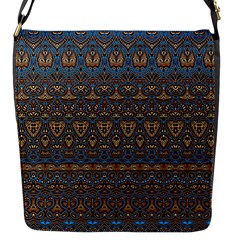 Boho Blue Gold Pattern Flap Closure Messenger Bag (s) by SpinnyChairDesigns