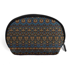 Boho Blue Gold Pattern Accessory Pouch (large) by SpinnyChairDesigns