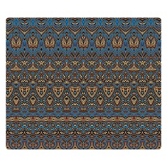 Boho Blue Gold Pattern Double Sided Flano Blanket (small)  by SpinnyChairDesigns