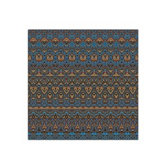 Boho Blue Gold Pattern Satin Bandana Scarf by SpinnyChairDesigns