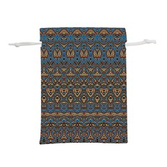 Boho Blue Gold Pattern Lightweight Drawstring Pouch (m) by SpinnyChairDesigns