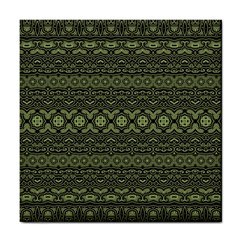 Boho Sage Green Black Tile Coaster by SpinnyChairDesigns