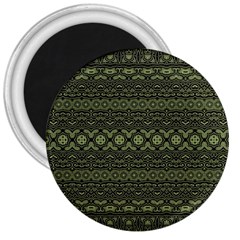 Boho Sage Green Black 3  Magnets by SpinnyChairDesigns