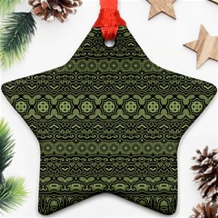 Boho Sage Green Black Ornament (star) by SpinnyChairDesigns