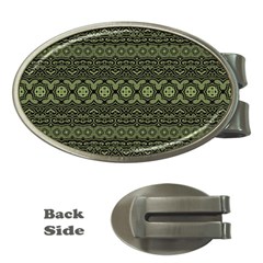 Boho Sage Green Black Money Clips (oval)  by SpinnyChairDesigns