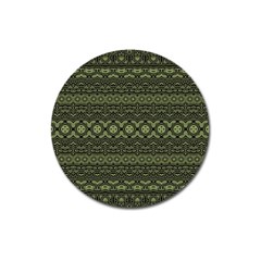 Boho Sage Green Black Magnet 3  (round) by SpinnyChairDesigns