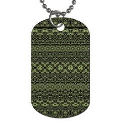 Boho Sage Green Black Dog Tag (one Side) by SpinnyChairDesigns