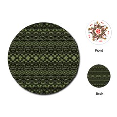 Boho Sage Green Black Playing Cards Single Design (round) by SpinnyChairDesigns