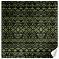 Boho Sage Green Black Canvas 16  X 16  by SpinnyChairDesigns