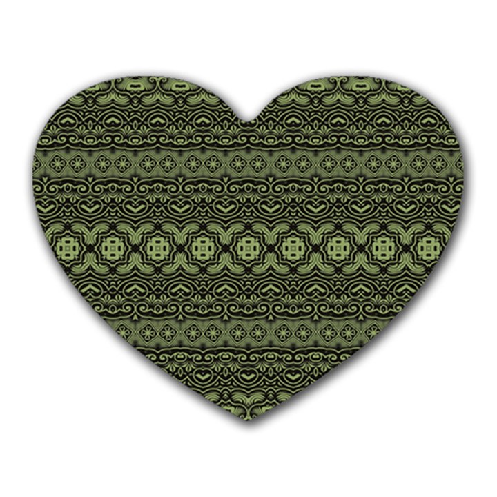 Boho Sage Green Black Heart Mousepads